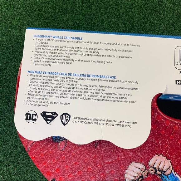 WOW World Of Watersports Superman DC Comics Whale Tail Pool Float Saddle Seat - Picture 3 of 5
